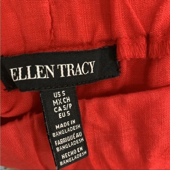 Ellen Tracy Womens Red Linen Pants | Pull-On Trouser Pockets | Size Small - Picture 4 of 9